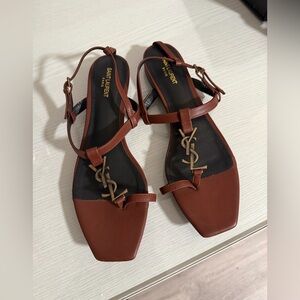 Saint Laurent Dark Brown Leather Sandals